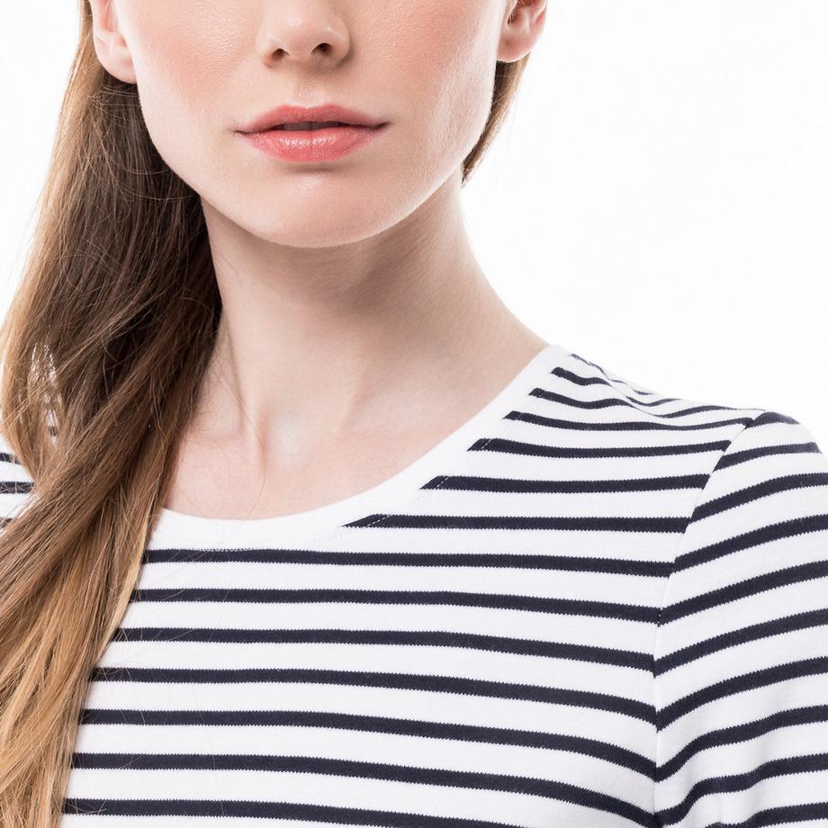 Manor Woman T-shirt rayé à manches longues et col rond  