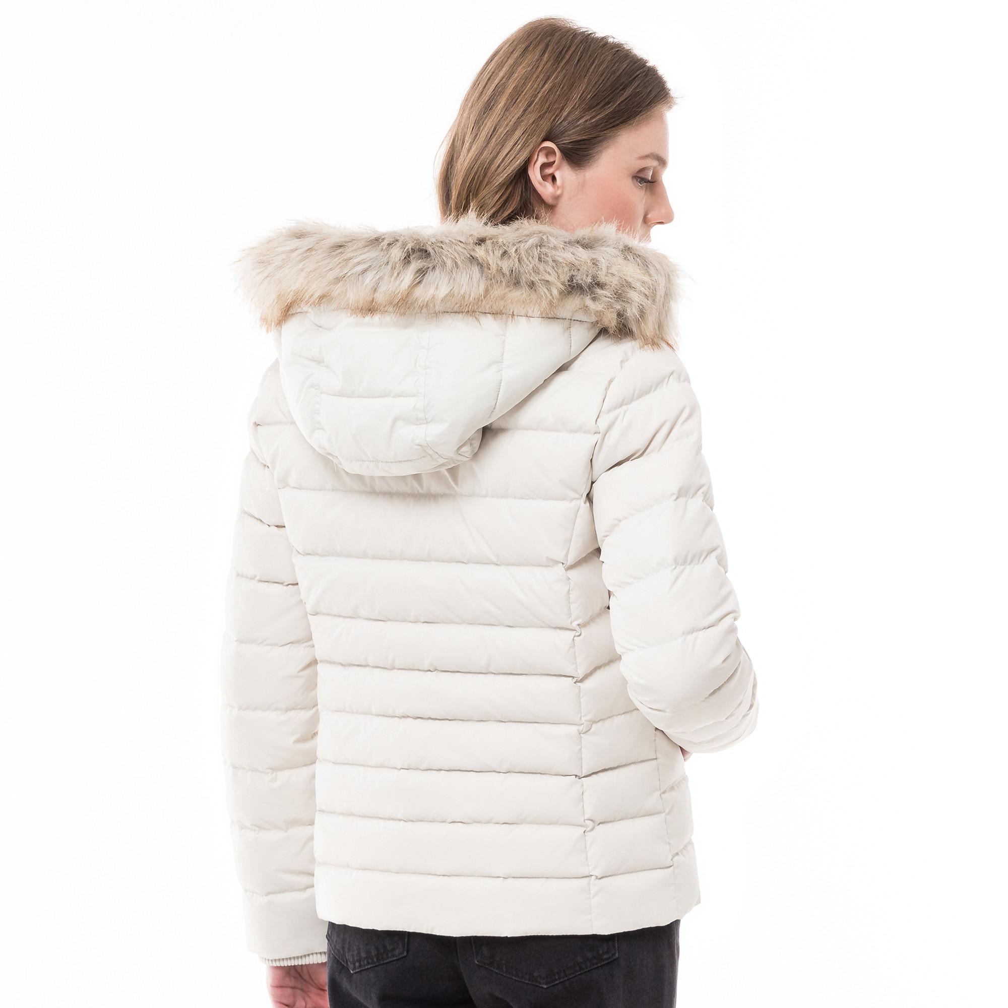 TOMMY JEANS Pufferjacke mit Kunstfellkragen  