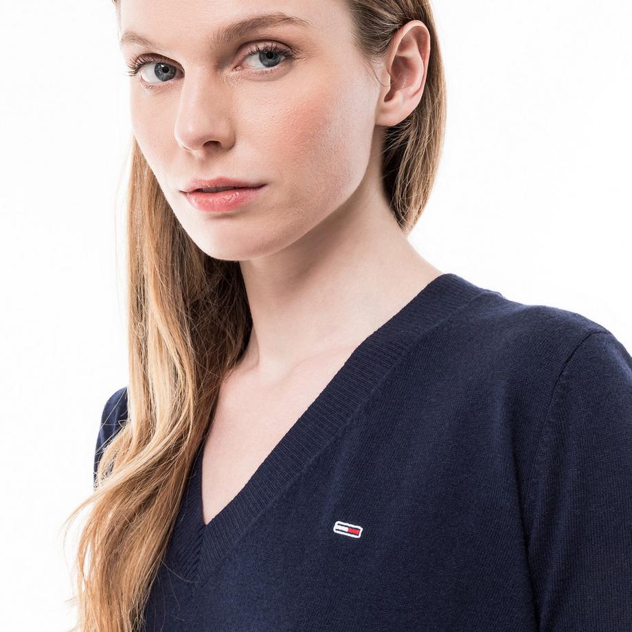 TOMMY JEANS Pull en tricot col en V  