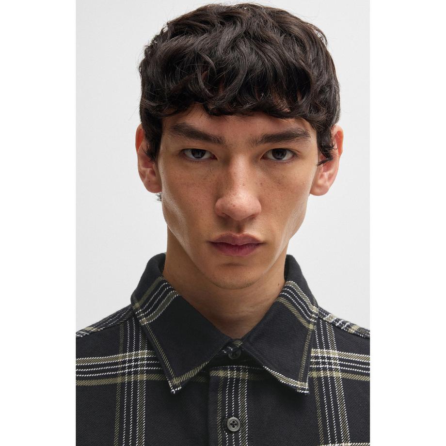 HUGO BLUE Ebolt Camicia a Quadri Oversize Maniche Lunghe  