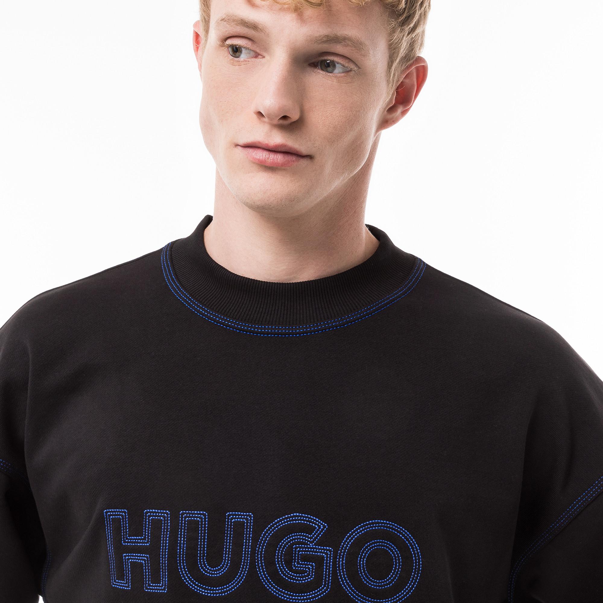 HUGO BLUE Nitlogolong Sweat-shirt Col Rond Coupe Relaxed Fit  