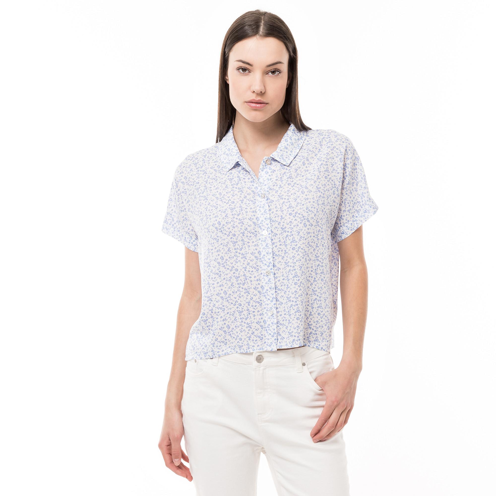 Image of Bluse, Kurzarm Damen Hellblau 36