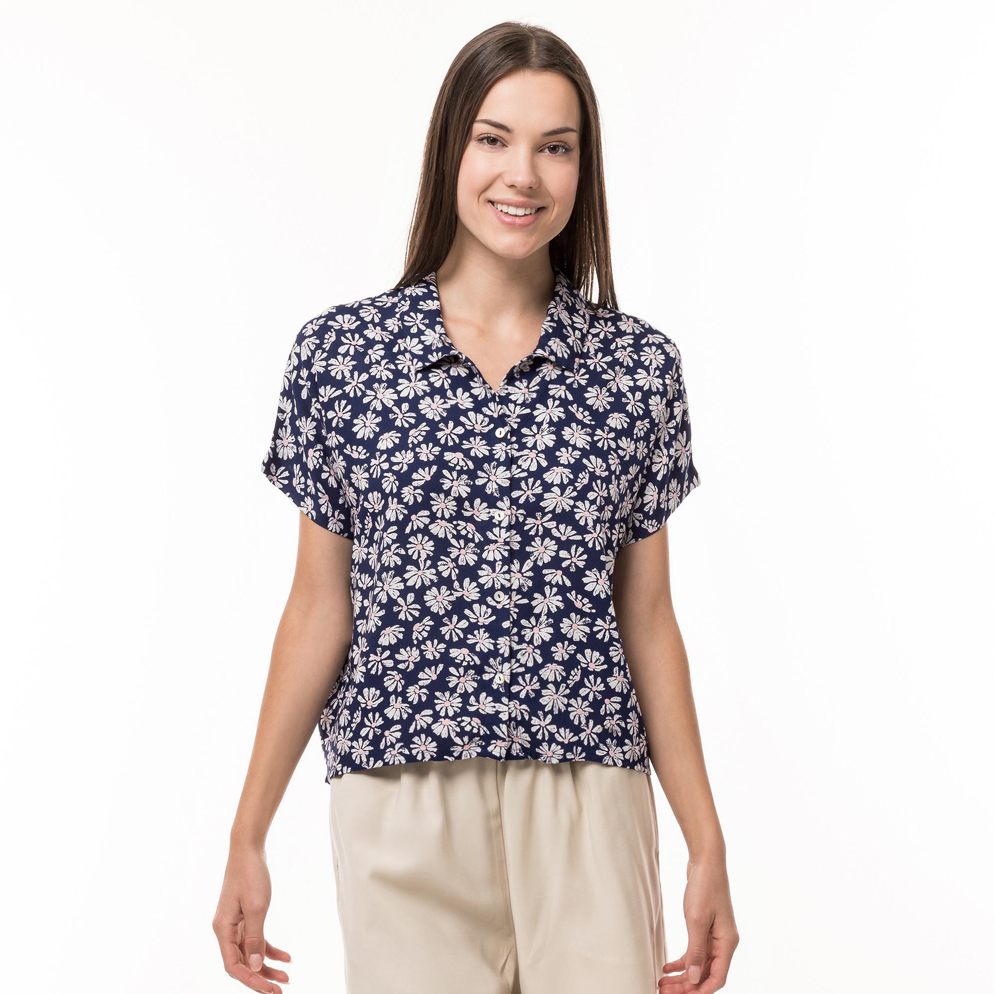 Image of Bluse, Kurzarm Damen Blau 38