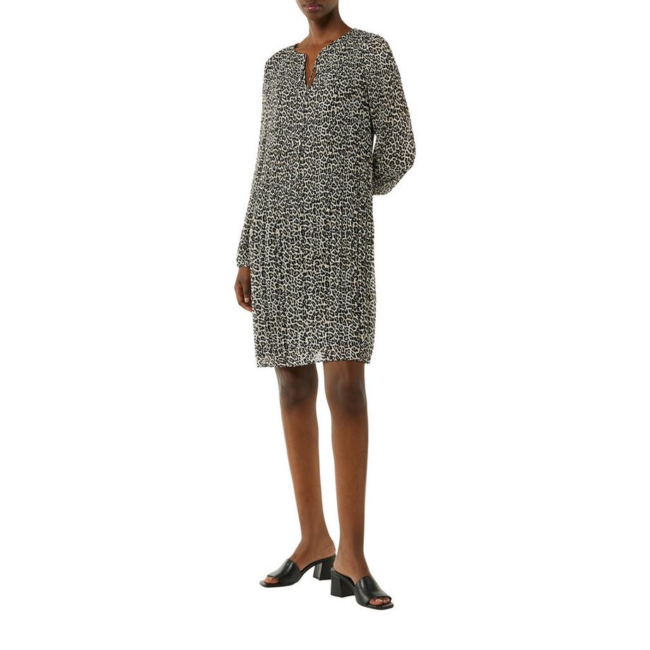 Comma Plissiertes Chiffon Leopard Print Kleid  