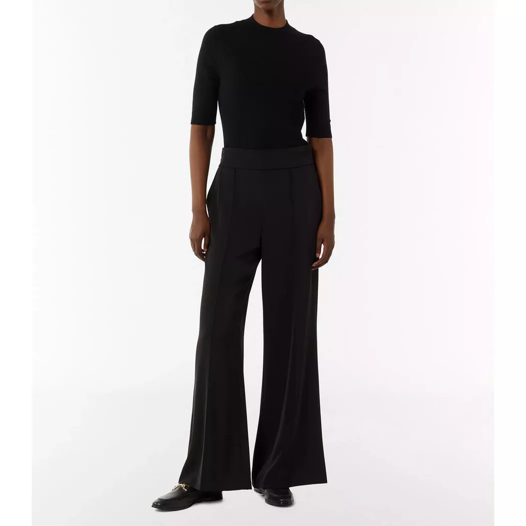 Jogger Pants COMMA, Damen, Gr. 40, N-Gr, schwarz, Web, Obermaterial: 97% Polyester, 3% Elasthan, unifarben, regular fit lang, Hosen, mit weitem Bein, Sommerhose