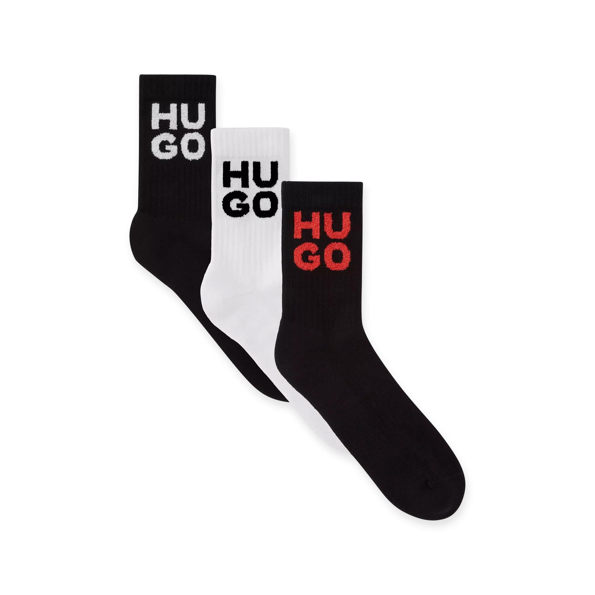 HUGO 3P QS RIB STENCIL CC Lot de 3 paires de chaussettes, hauteur mollet 