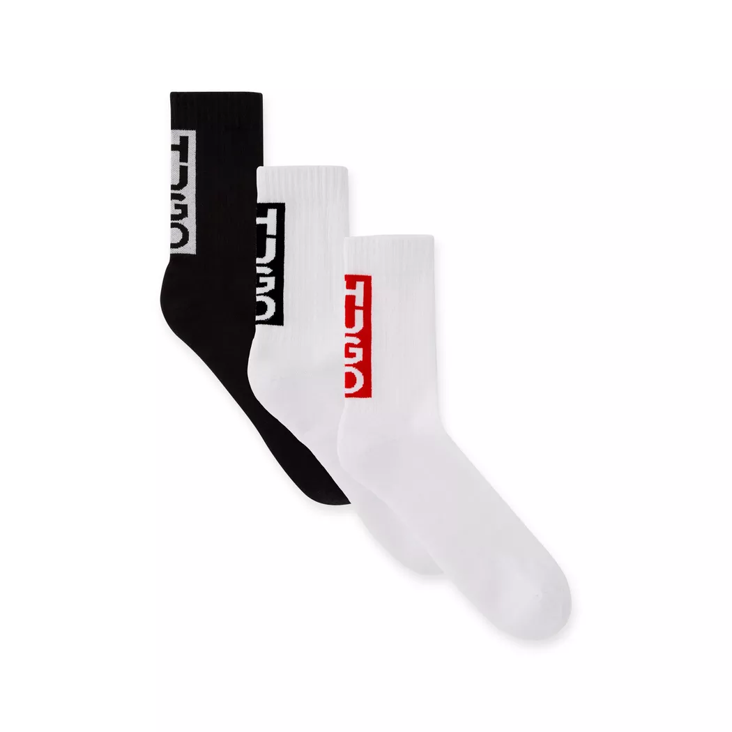 Hugo - Triopack, wadenlange Socken, für Herren, Schwarz/Weiss, Größe 39-42
