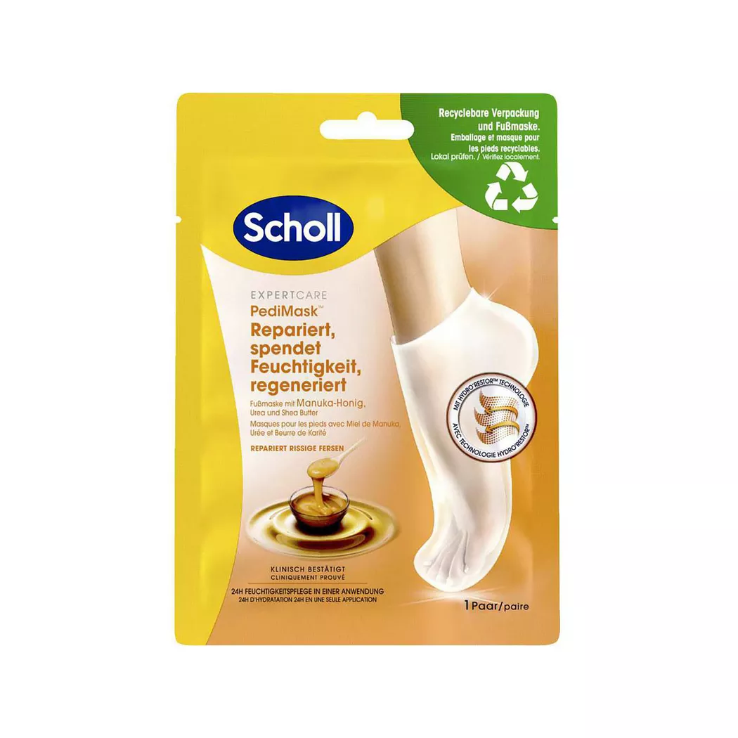Scholl - Fussmaske Manuka-Honig (Socke) ExpertCare Repariert, spendet Feuchtigkeit, regeneriert,  Fussmaske Manuka-Honig, 1 Paar