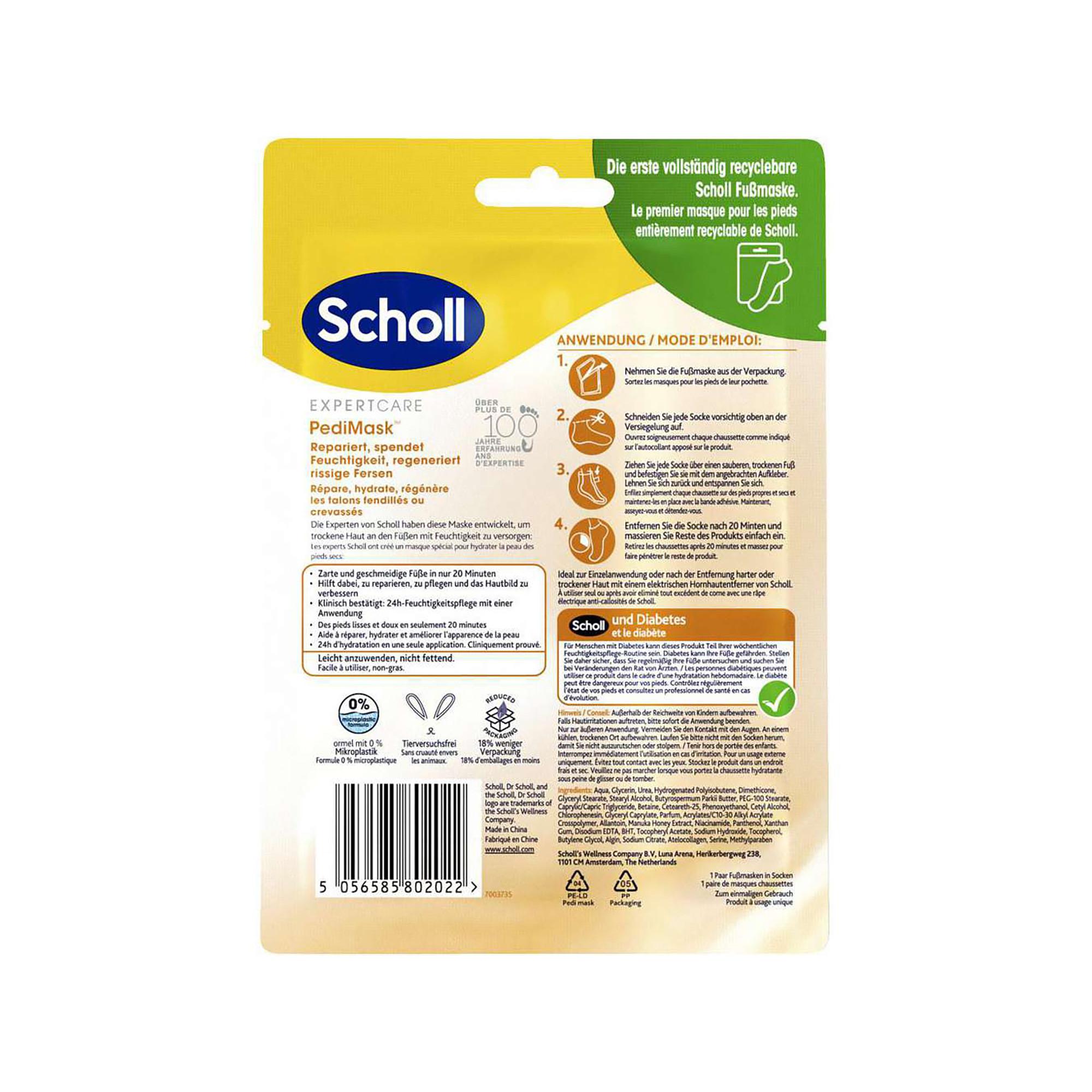 Scholl Scholl Fussmaske Manuka-Honig Masque pour les pieds au miel de manuka (chaussette) ExpertCare Répare, hydrate, régénère 
