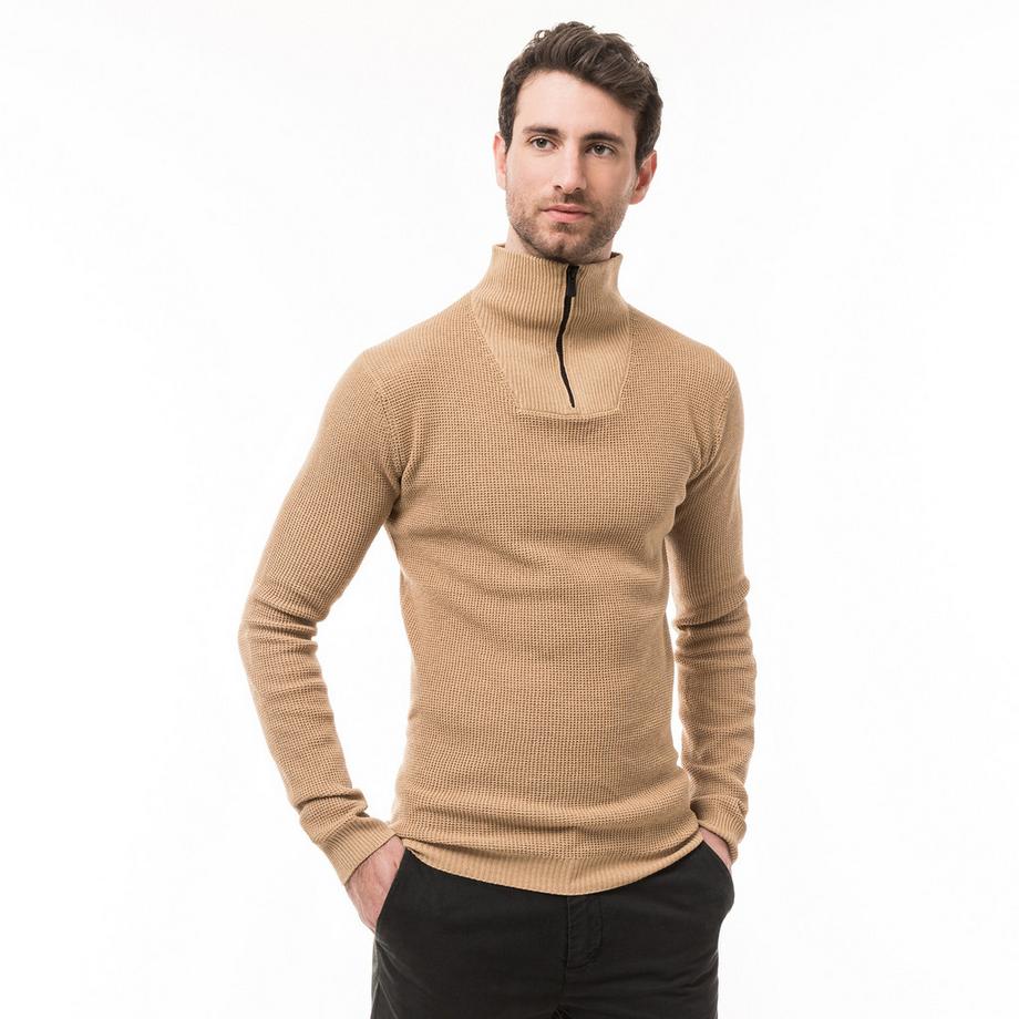 Manor Man Maglione Half Zip in Maglia a Nido d'Ape  