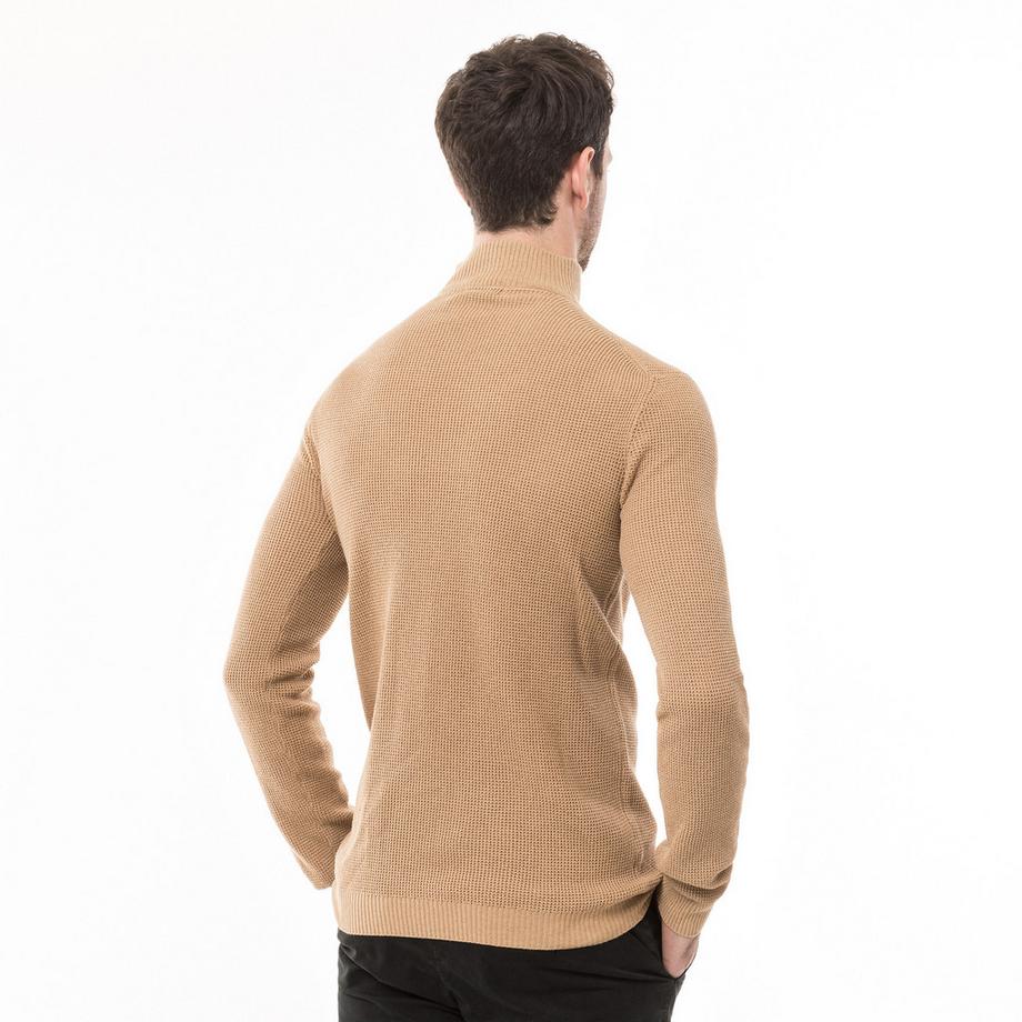 Manor Man Maglione Half Zip in Maglia a Nido d'Ape  