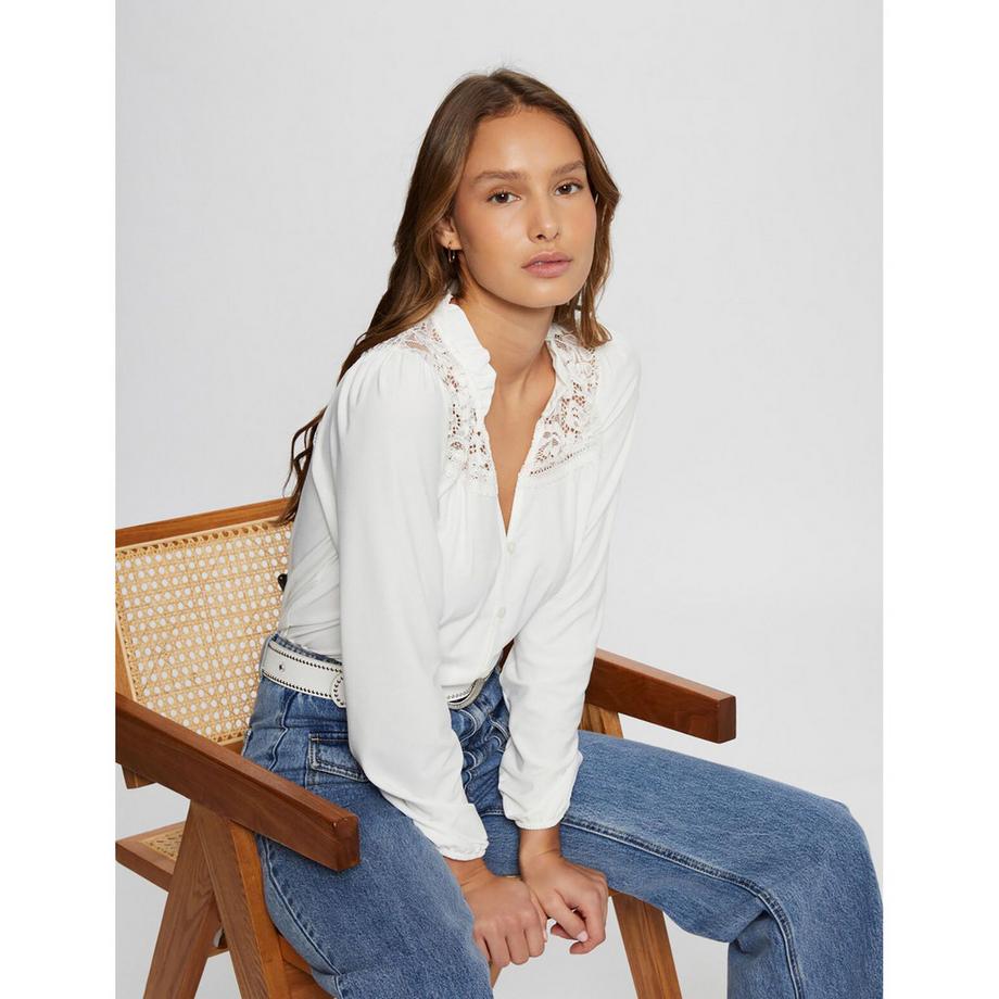 MORGAN Langarm Bluse mit Spitze  