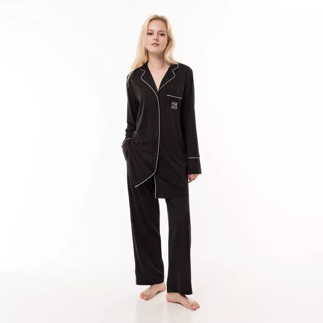Hugo - Nachthemd, langarm, für Damen, Black, Größe XS