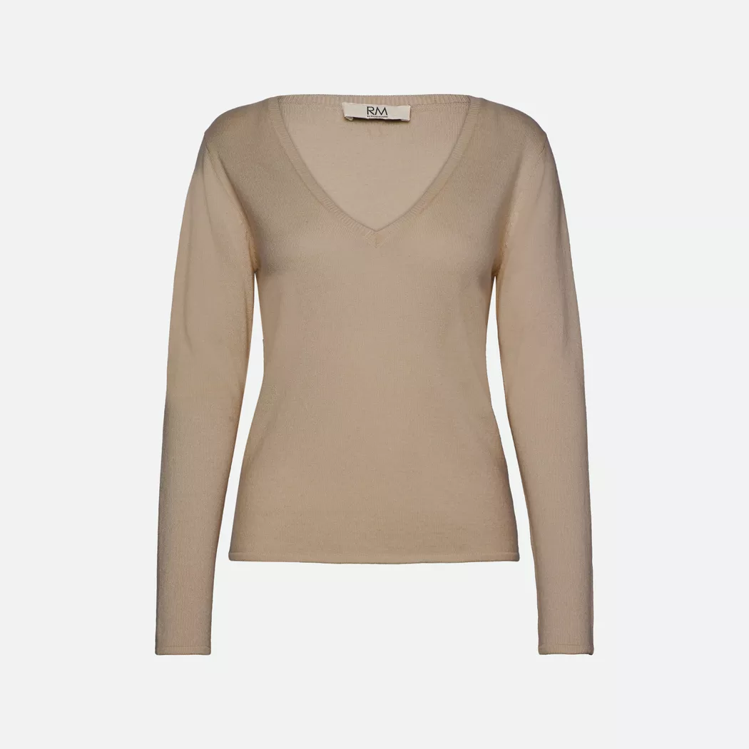ROSEMUNDE - Pullover, V-Neck, für Damen, Beige, Größe XS