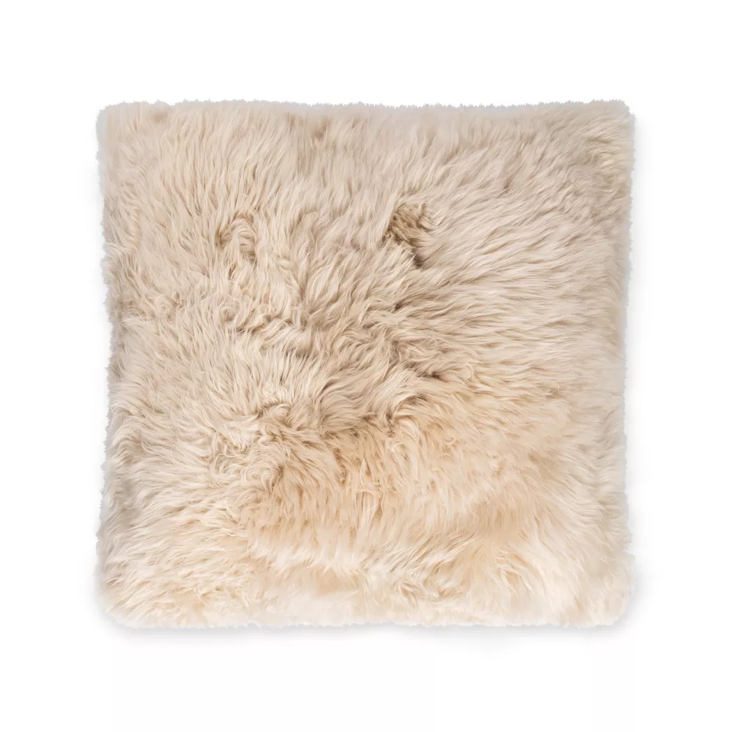 Manor - Echtfell Zierkissen, 50 x 50 cm, Beige