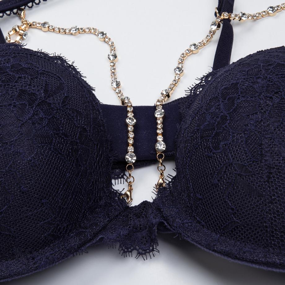 Manor Woman Soutien-gorge Push Up avec Dentelle et Strass  