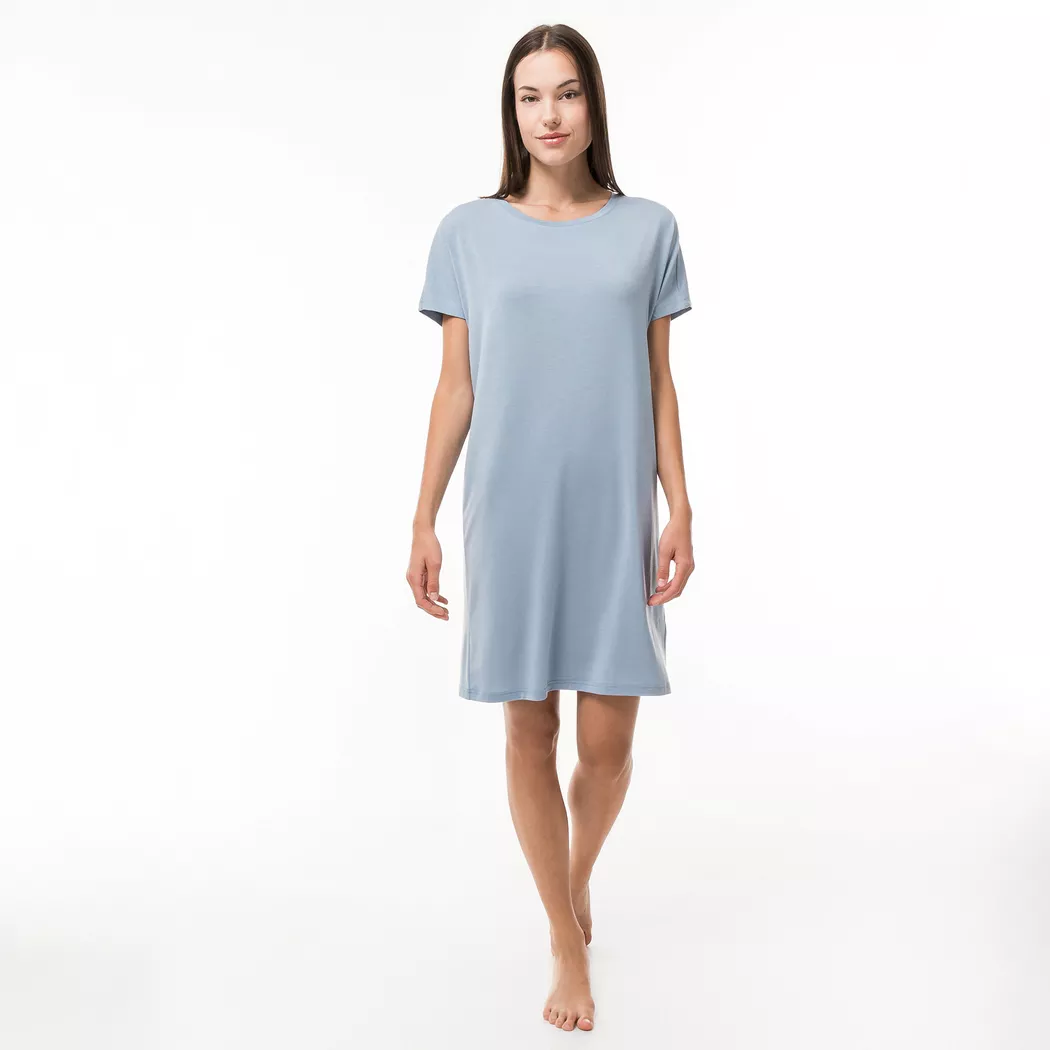 Manor Woman - Big shirt nachthemd, kurzarm, für Damen, Grau-Blau, Größe L