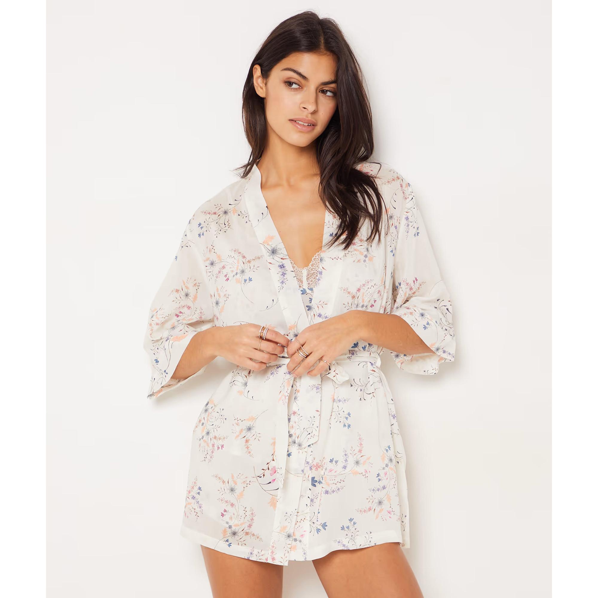 Image of Bademantel Damen Violett Bedruckt L