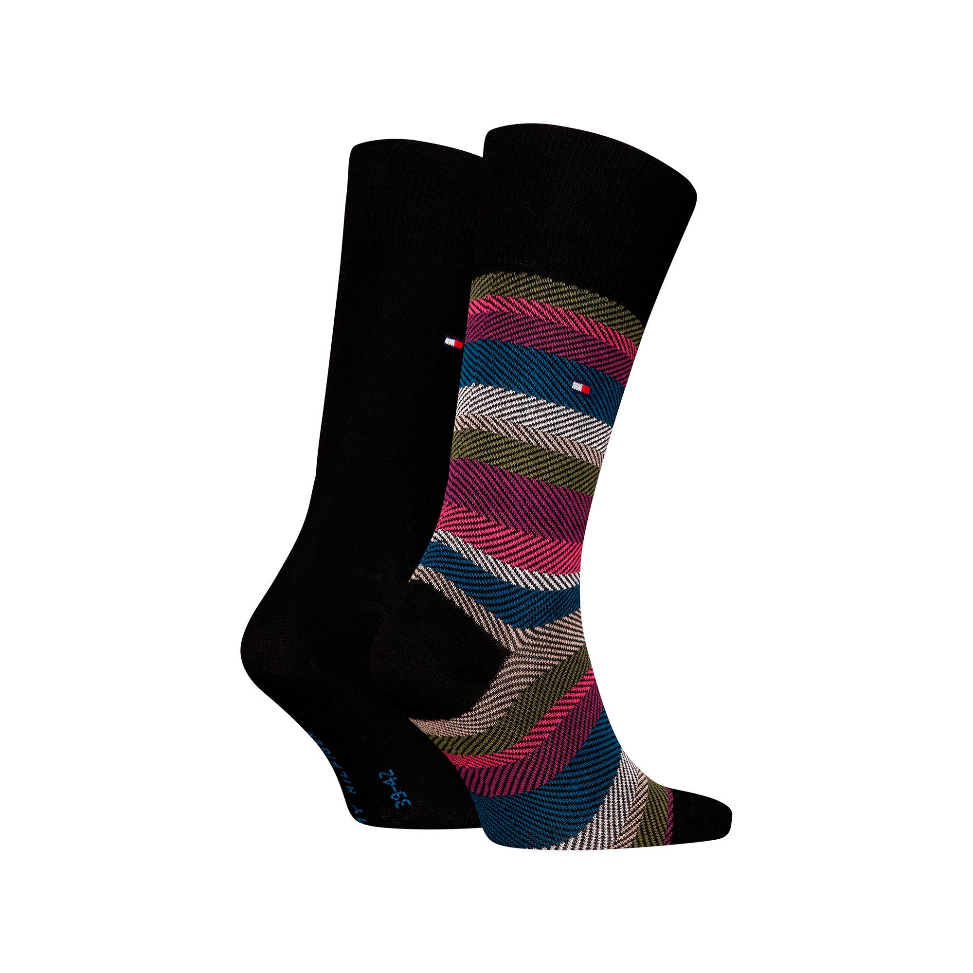 TOMMY HILFIGER TH MEN SOCK 2P HERRINGBONE STRIPE Duopack, wadenlange Socken 