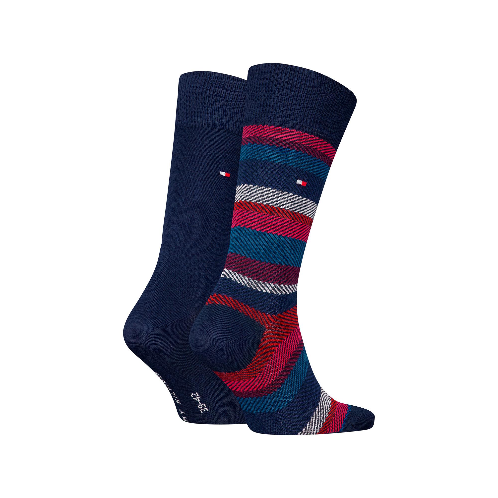 TOMMY HILFIGER TH MEN SOCK 2P HERRINGBONE STRIPE Duopack, wadenlange Socken 