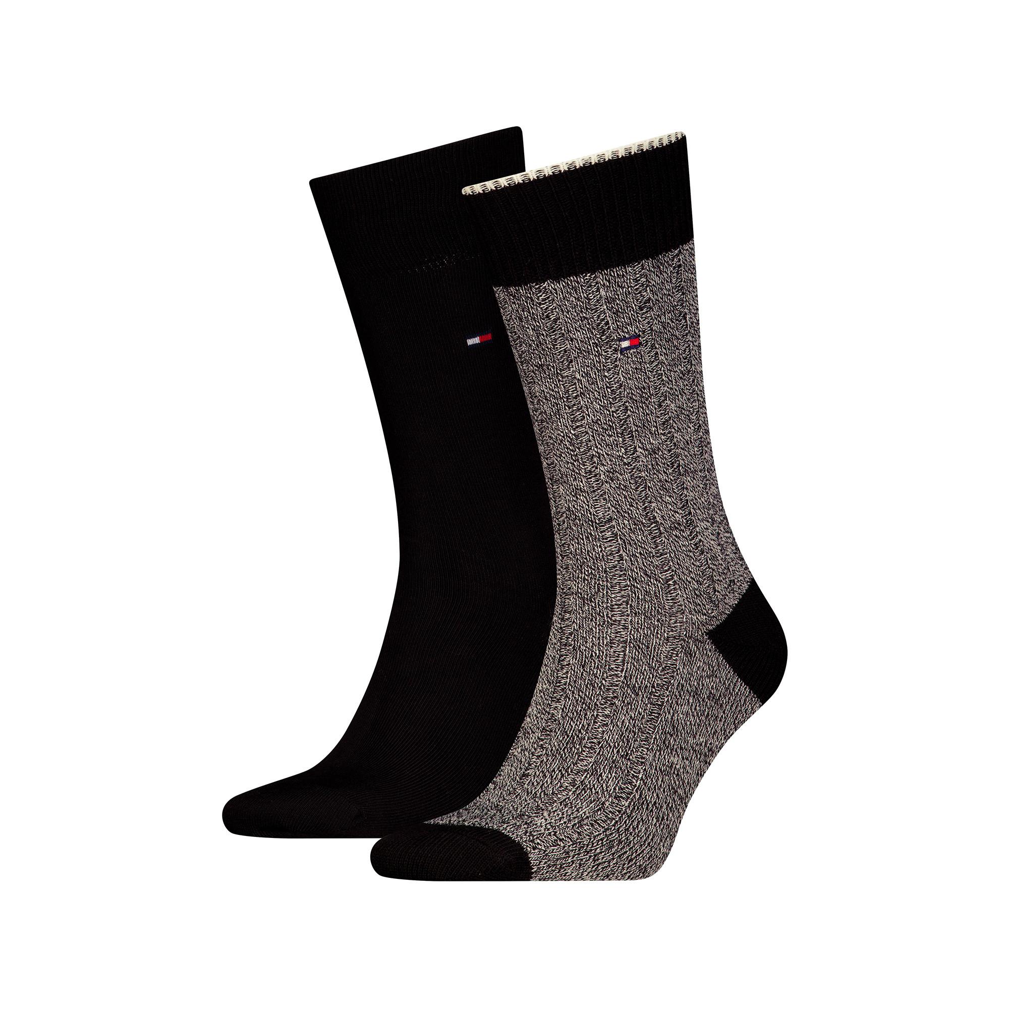 TOMMY HILFIGER TH MEN SOCK 2P MOULINE BOOTSOCKS Lot de 2 paires de chaussettes, hauteur mollet 