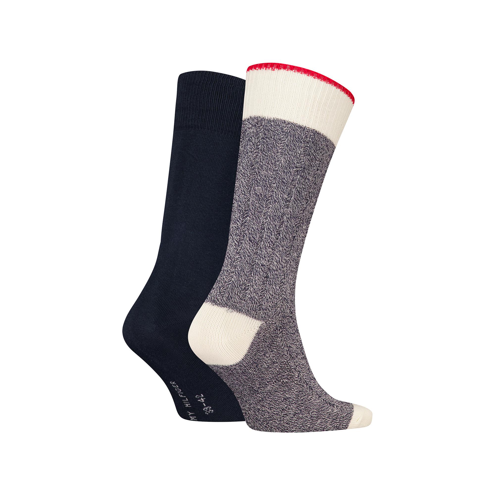 TOMMY HILFIGER TH MEN SOCK 2P MOULINE BOOTSOCKS Lot de 2 paires de chaussettes, hauteur mollet 