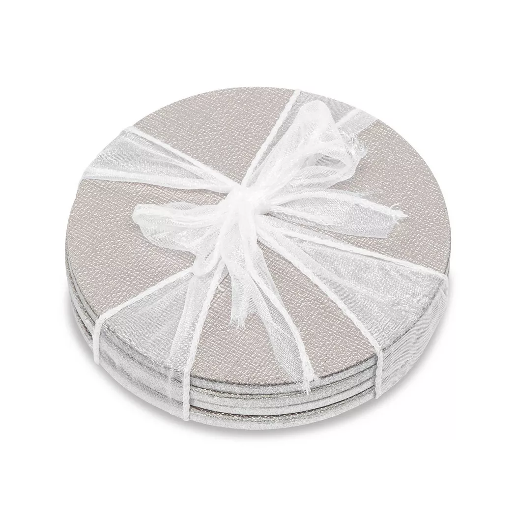 Manor - Glasuntersetzer, 4 Stück, 10cm, Silber