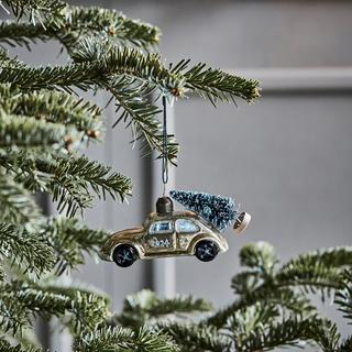 house doctor Ornamento Auto dorata con albero di Natale 