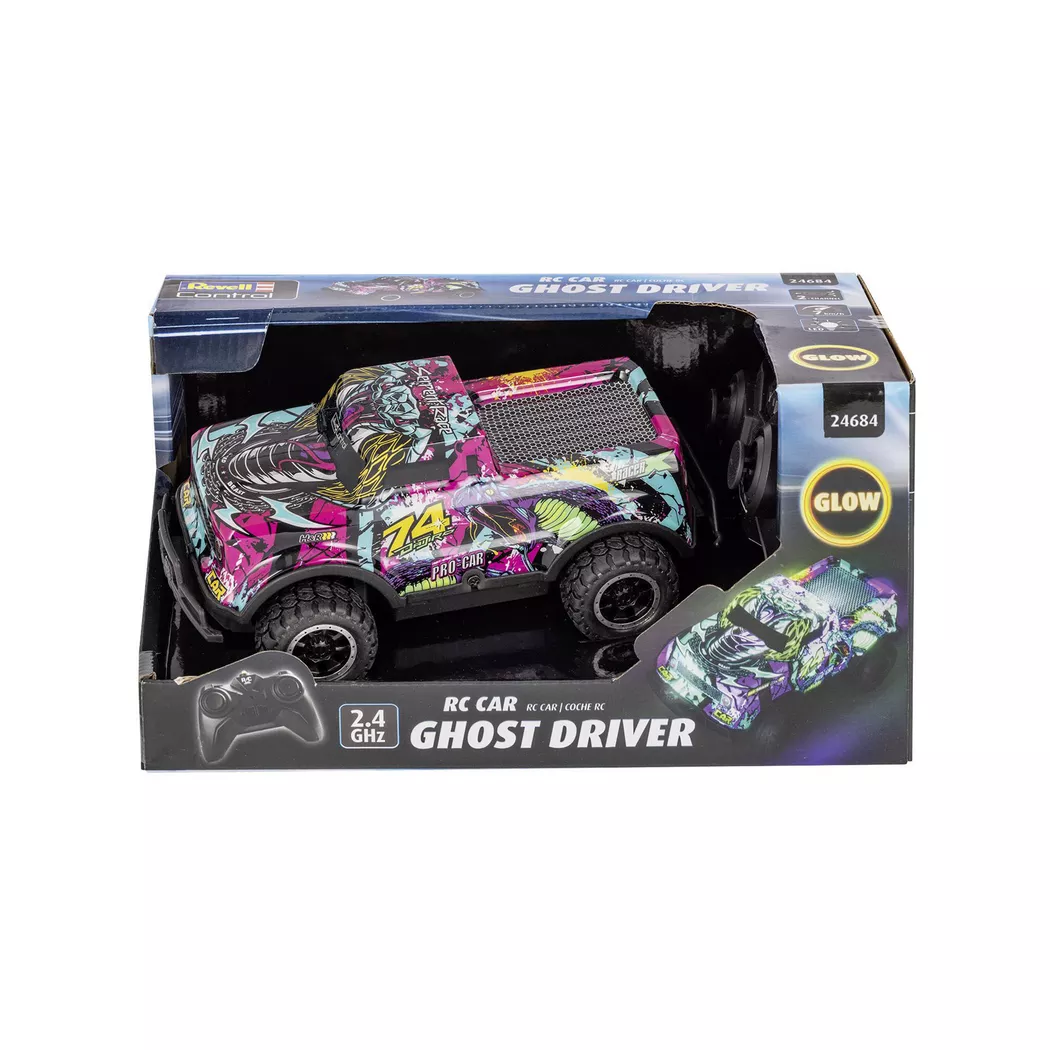 Revell Control 24684 Ghost Driver 1:22 Véhicule RC débutant électrique Voiture de tourisme avec effet lumineux