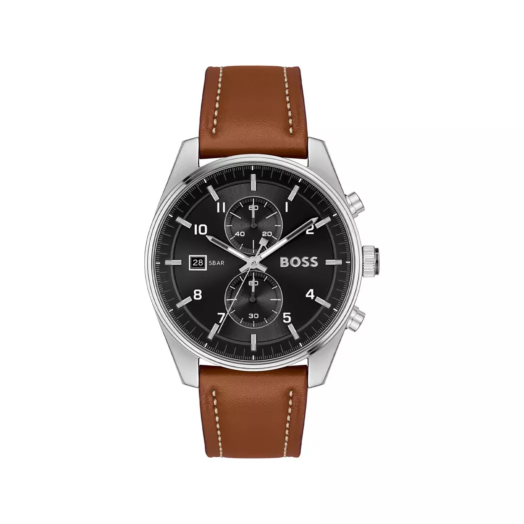 Boss - Chronograph Uhr, Skytraveller, 44mm, Braun