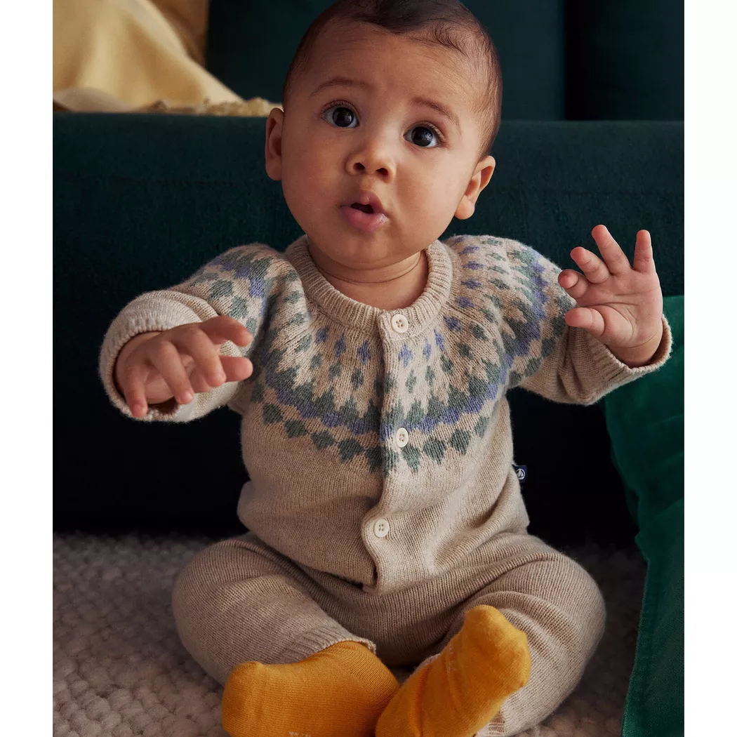 Petit Bateau Unisex Cardigan and Pants Set Multicolor 6 Months