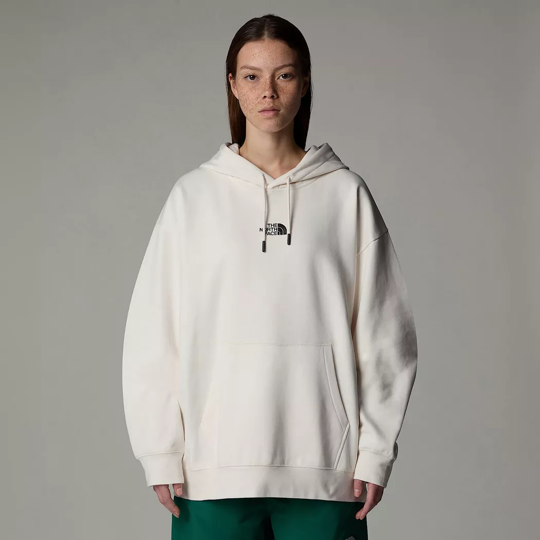 Kapuzensweatshirt THE NORTH FACE "W ESSENTIAL OVERSIZE HOODIE", Damen, Gr. L, weiß dune, Obermaterial: 68% Baumwolle, 32% Polyester, Sweatshirts, sportlicher Stil, wärmend, mit Kapuze, aus Baumwolle und Polyester