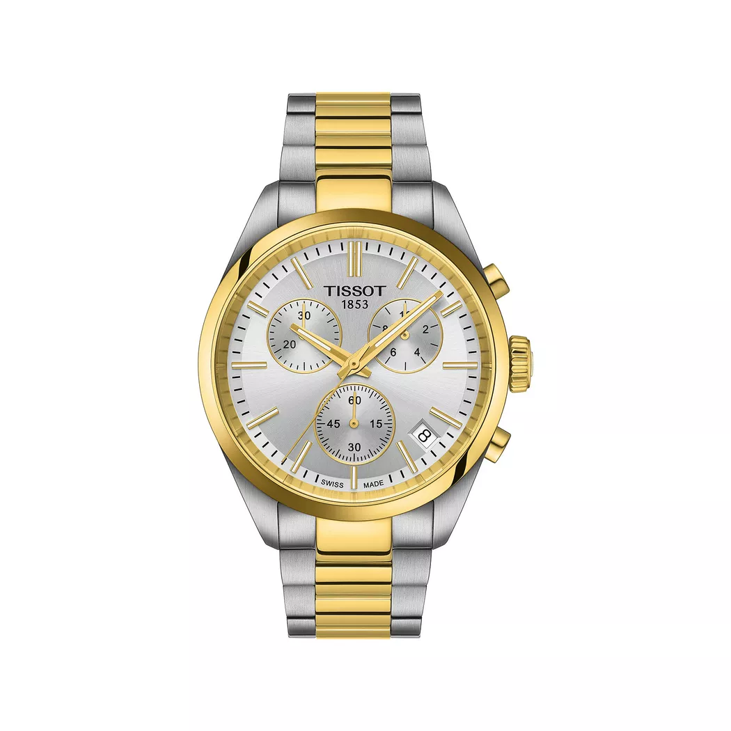 Tissot - Chronograph Uhr, Pr 100, 40mm, Zweifarbig