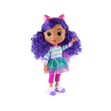 Gabby's Dollhouse, bambola Gabby Girl Musica e festeggiamenti, alta 33 cm con effetti sonori e orecchie da gatto reversibili, giocattoli per bambine e bambini dai 3 anni in su