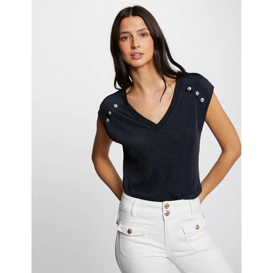 MORGAN T-shirt à boutons décoratifs  