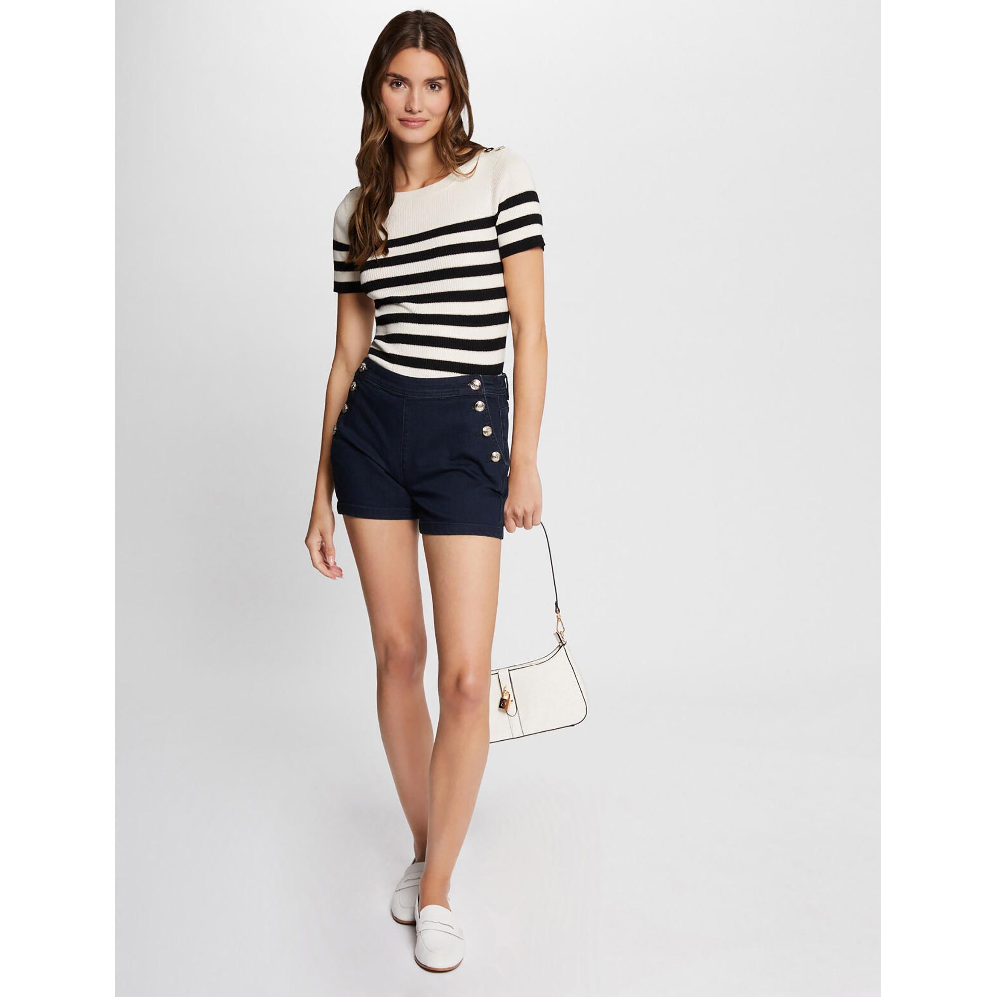 MORGAN High Waist Knopf Detail Denim Shorts  