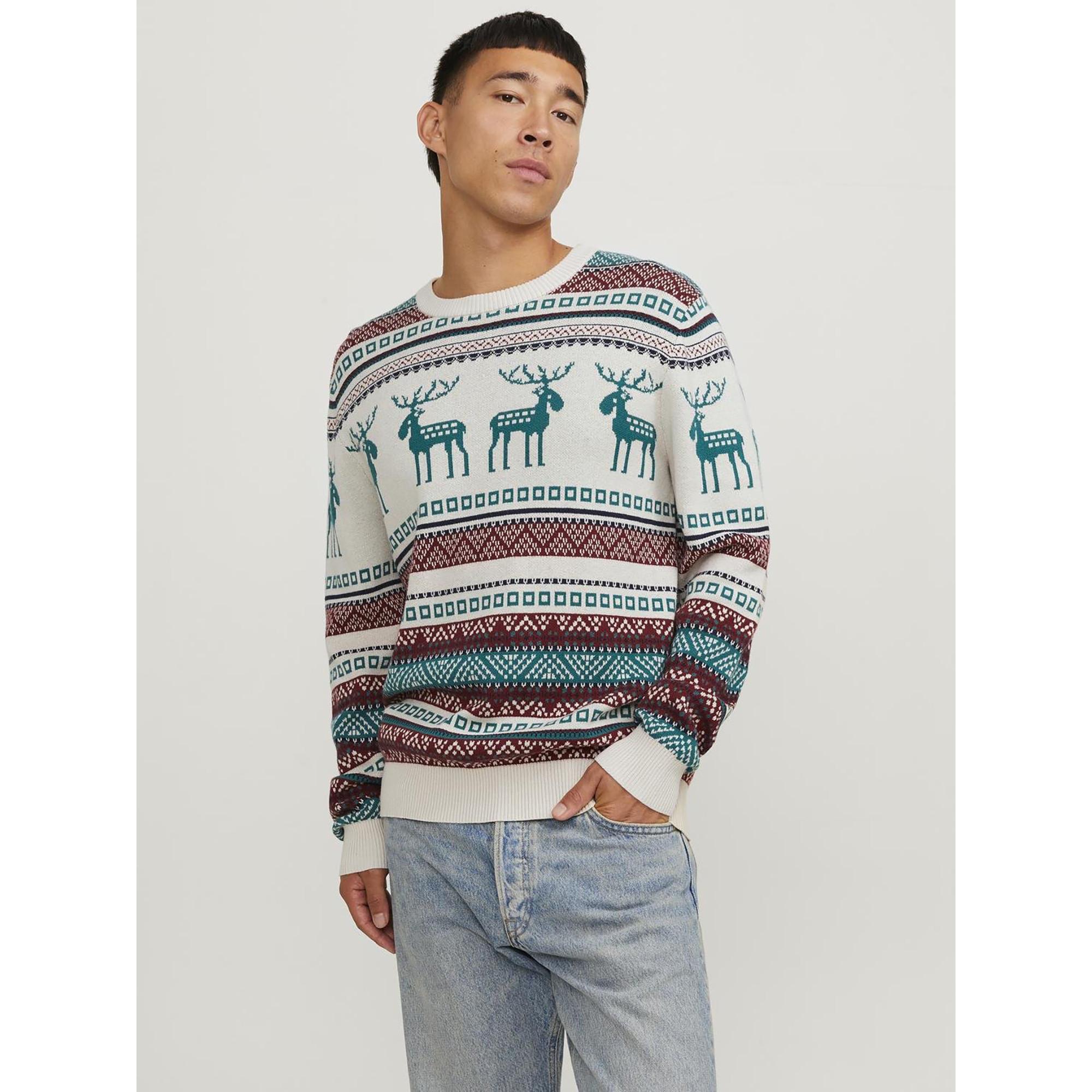 JACK & JONES JJXMAS SNOWBALL KNIT CREW NECK Maglione 