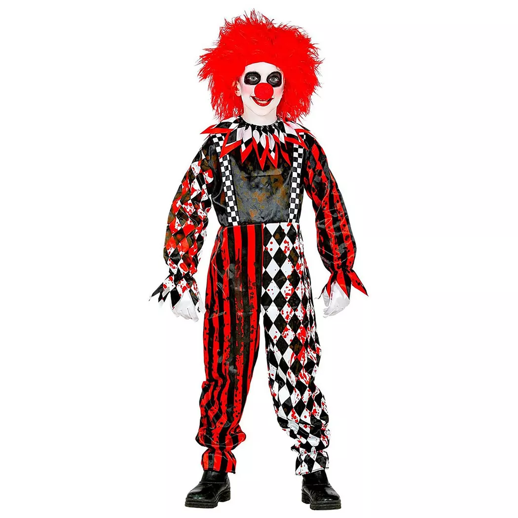 Widmann - Horror Clown Overall rot, 140, Multicolor