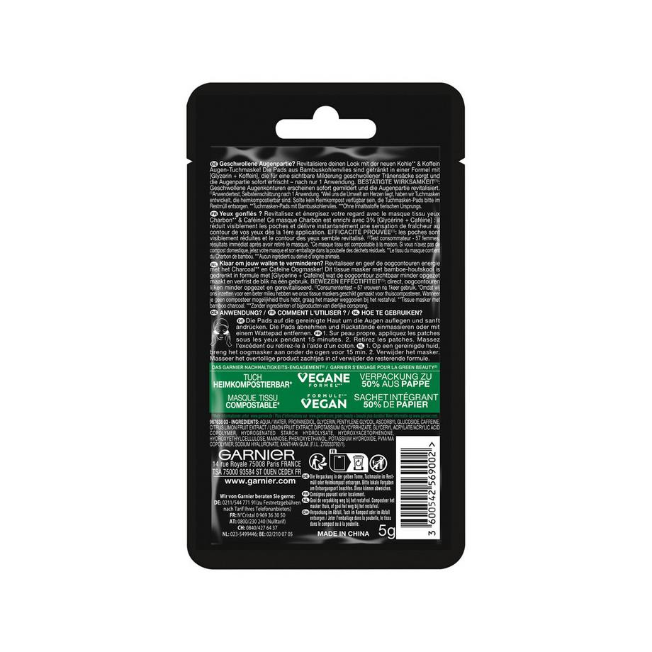 GARNIER SkinActive Koffein  Aufpolsternde Augen-Tuchmaske 