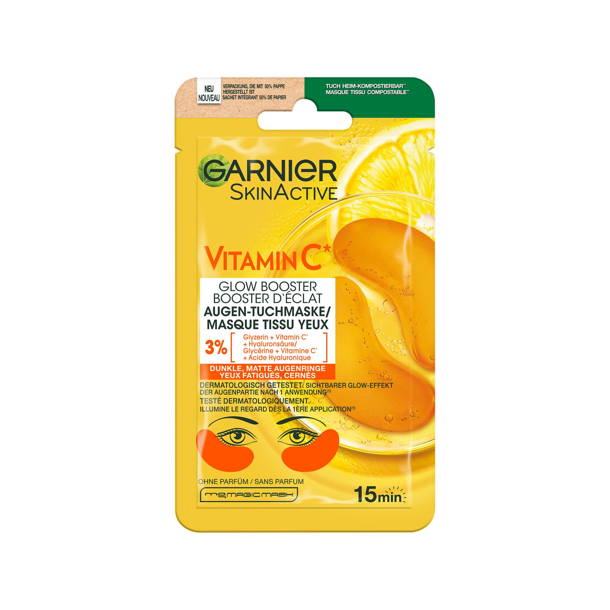 GARNIER SkinActive Vitamin C Glow Booster  Masque en tissu pour les yeux 