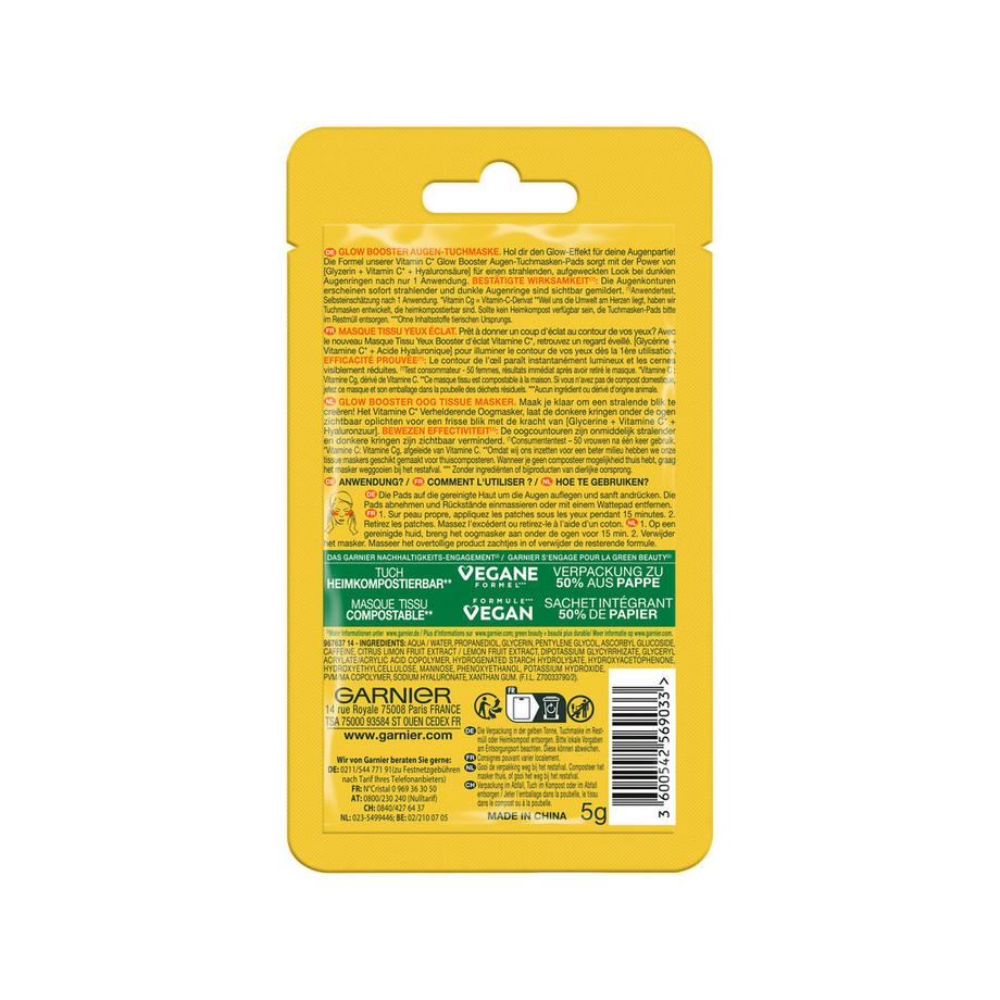 GARNIER SkinActive Vitamin C Glow Booster  Maschera in tessuto per gli occhi 