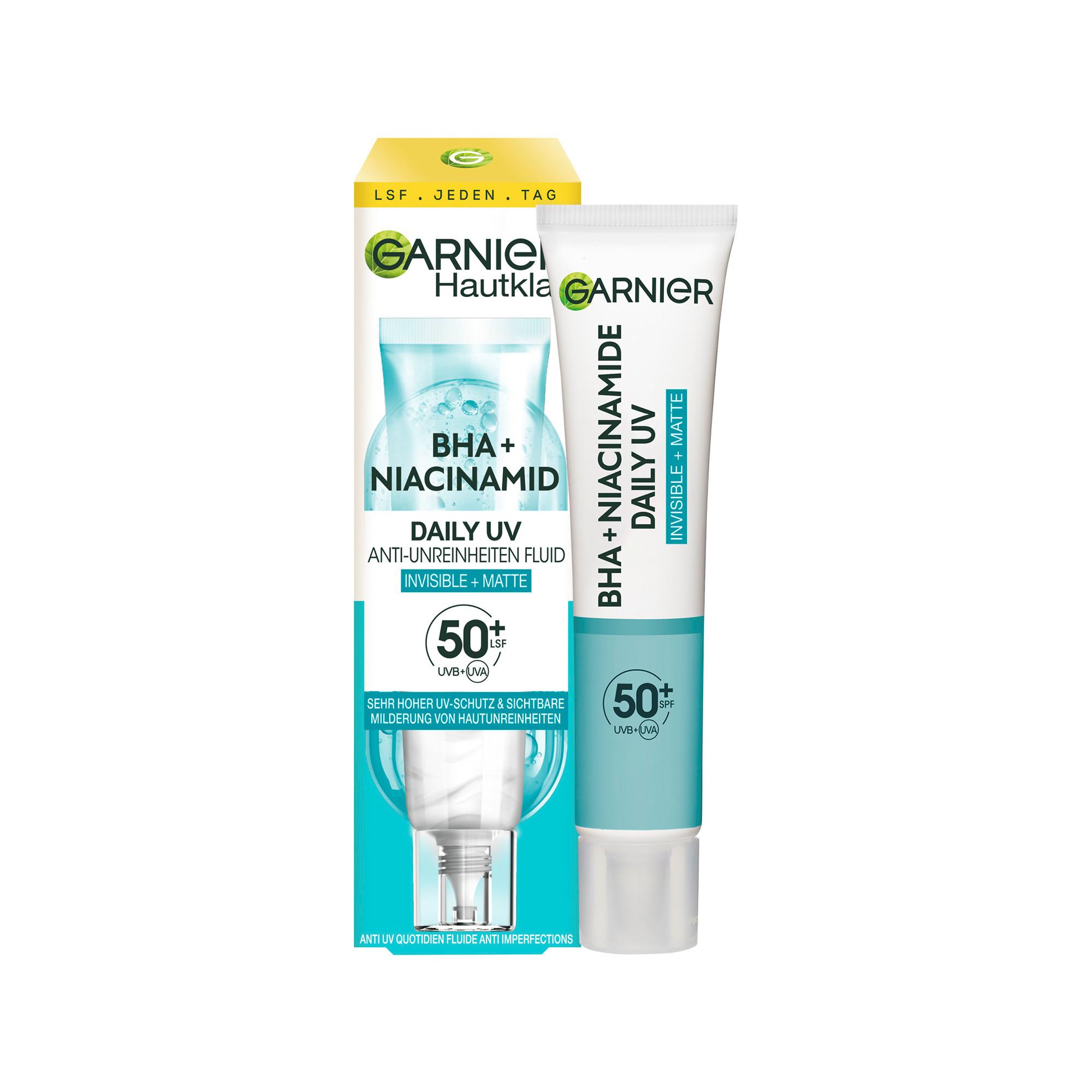 GARNIER BHA + Niacinamid Daily-UV Anti-Unreinheiten Fluid Invisible + Matt LSF 50+ 