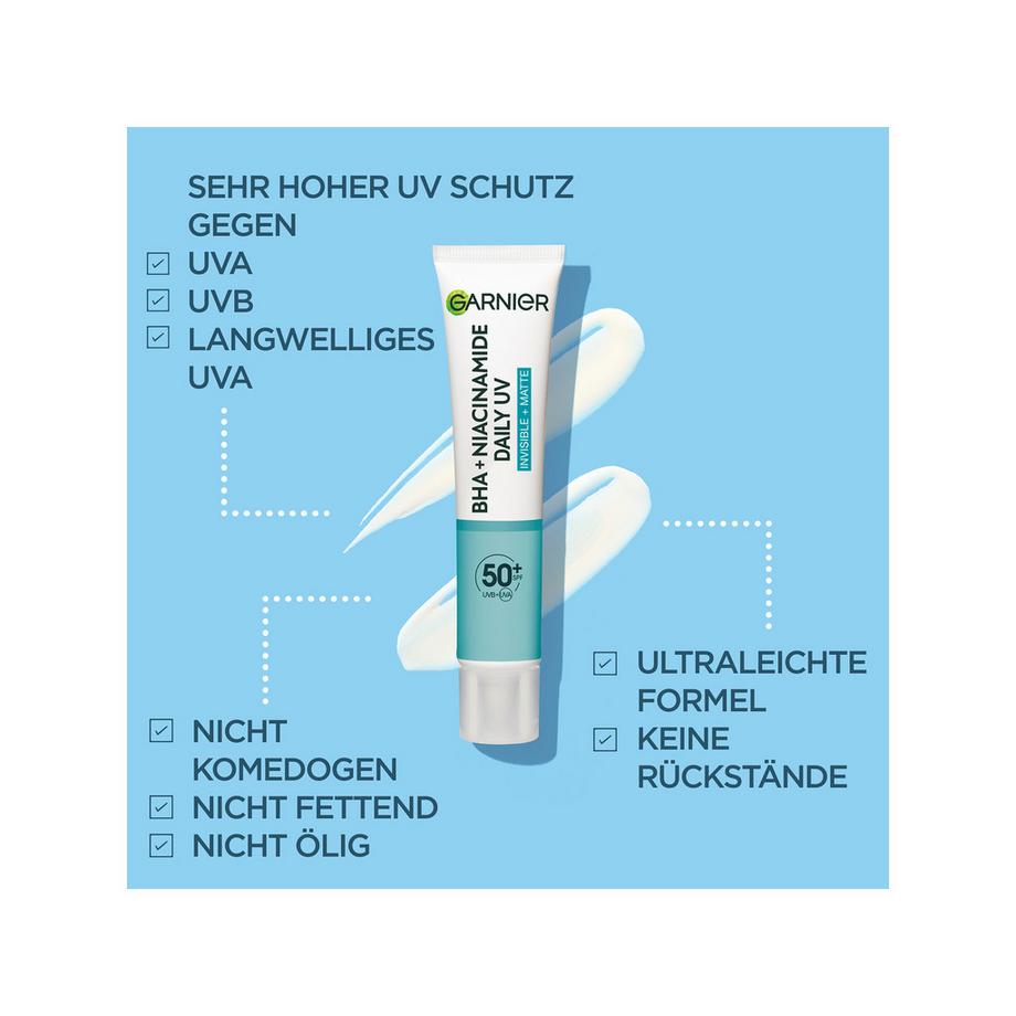 GARNIER BHA + Niacinamid Daily-UV Fluide anti-imperfections Invisible + Mat FPS 50+ 