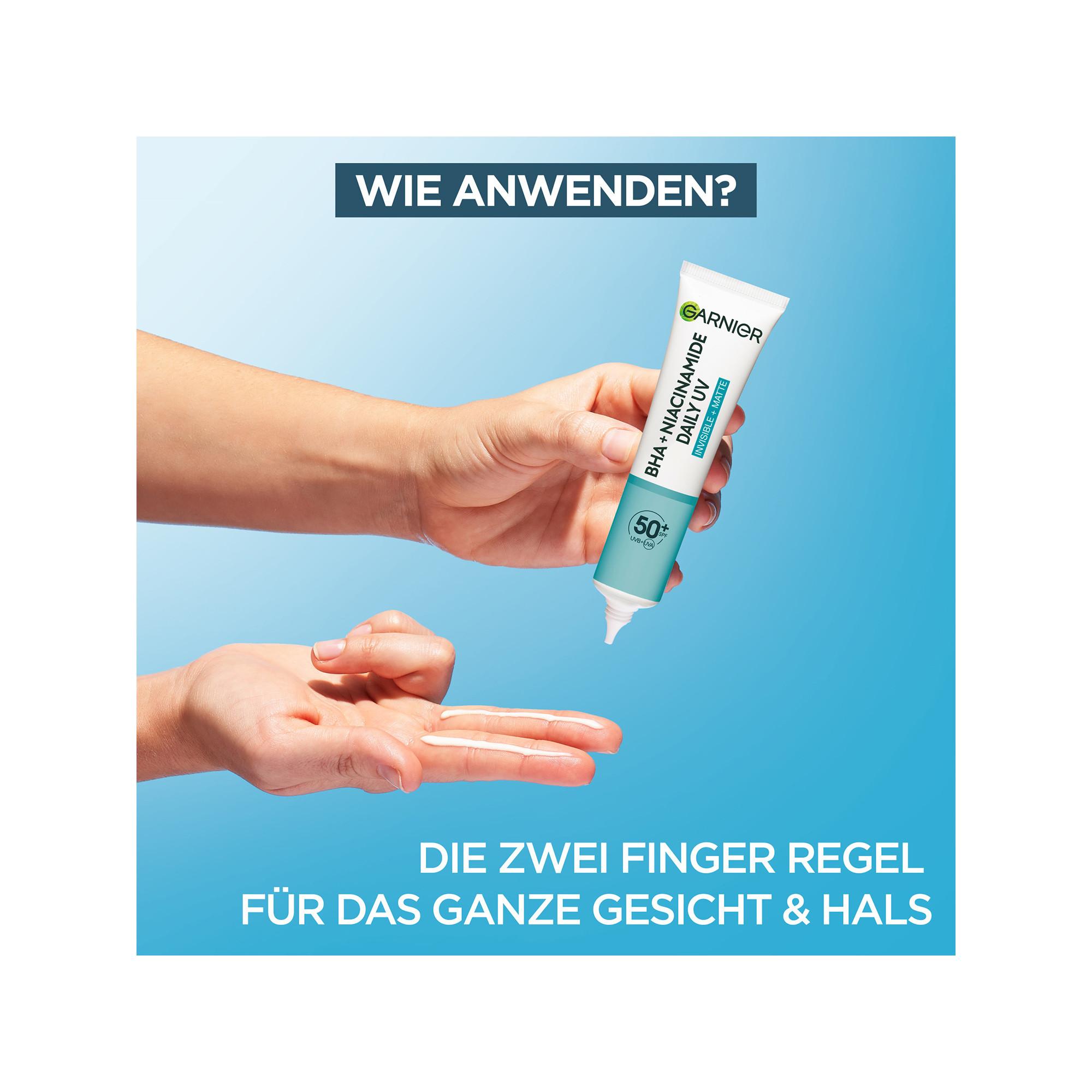 GARNIER BHA + Niacinamid Daily-UV Anti-Unreinheiten Fluid Invisible + Matt LSF 50+ 
