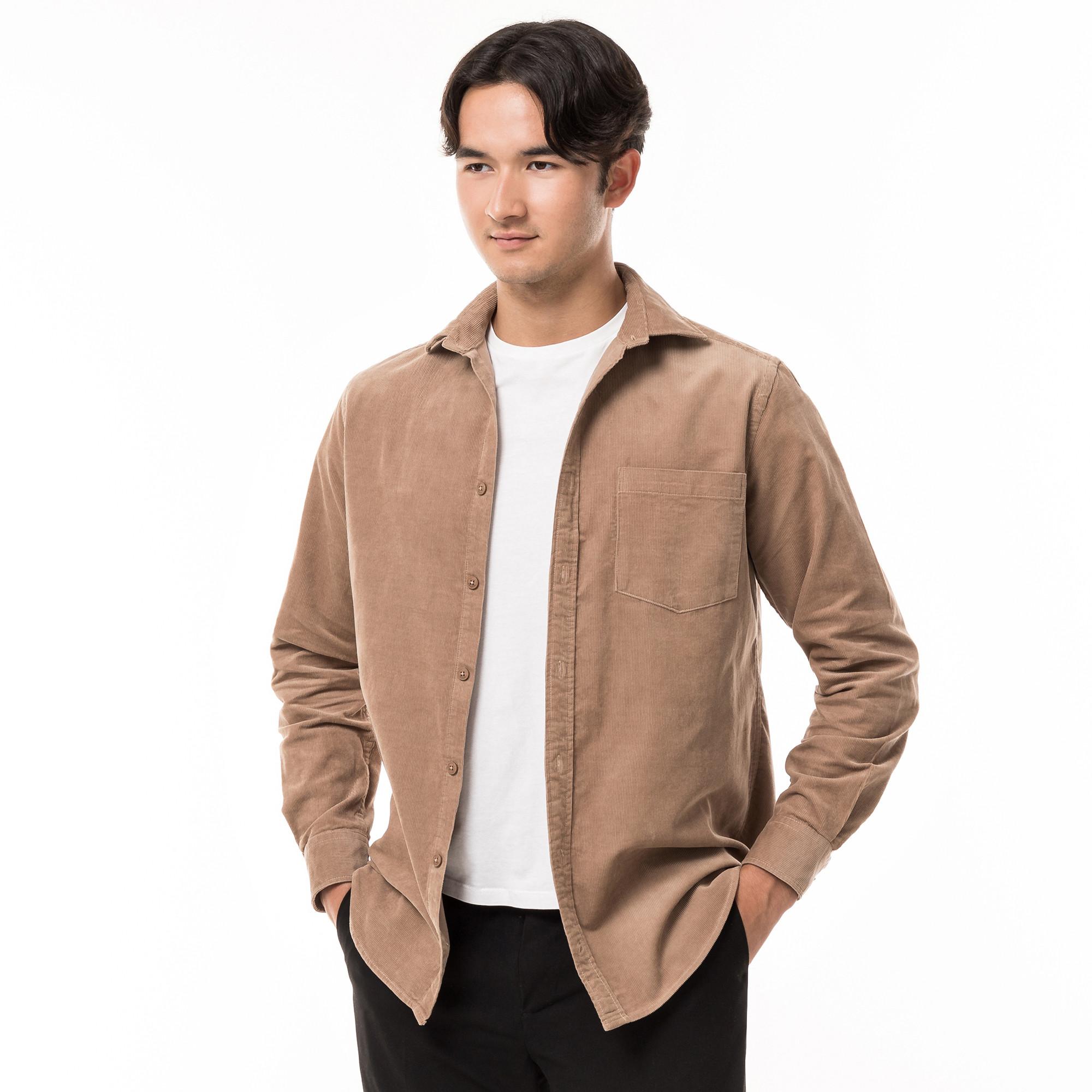 Manor Man Cord Classic Fit Langarm Hemd  