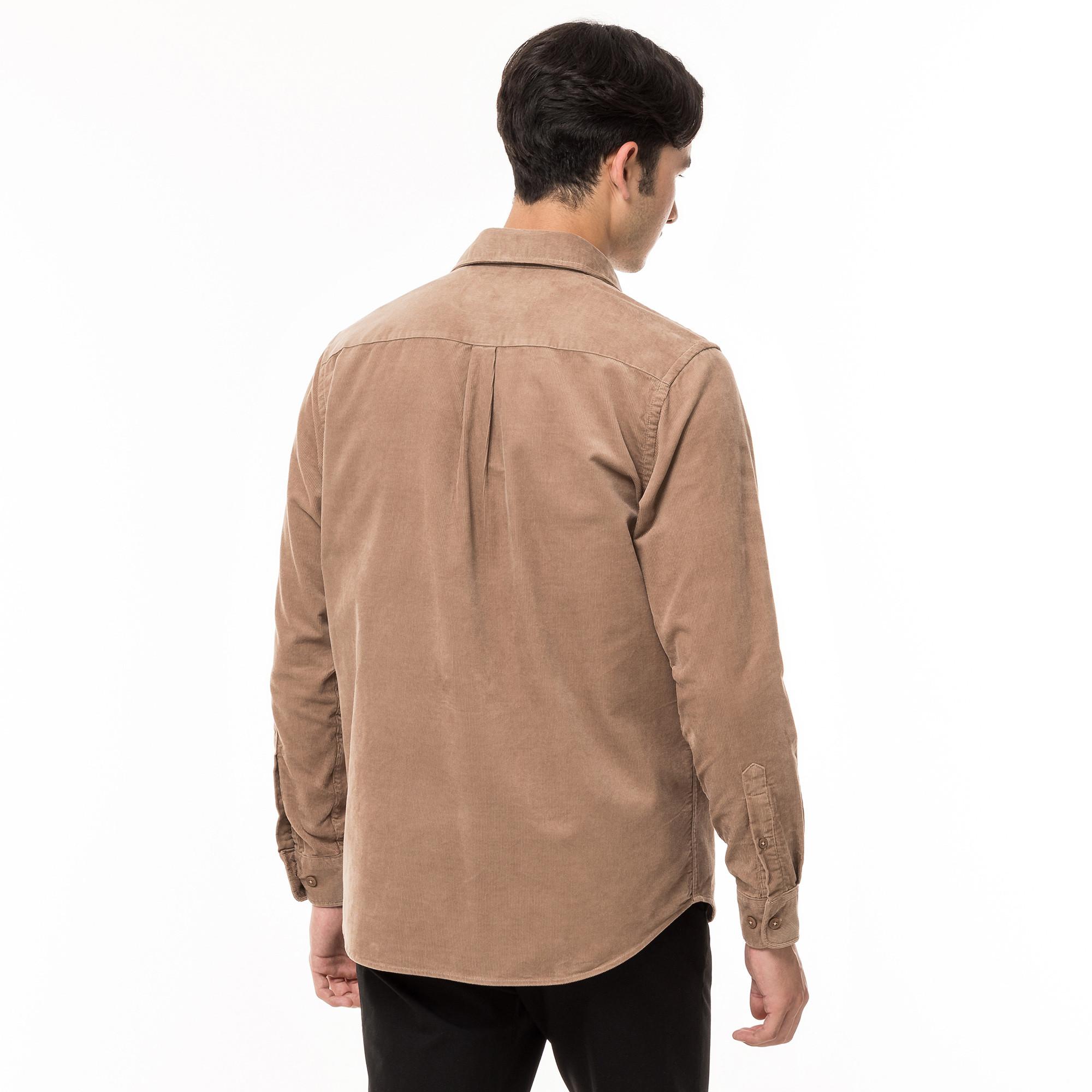 Manor Man Camicia in Velluto a Coste Classic Fit Maniche Lunghe  