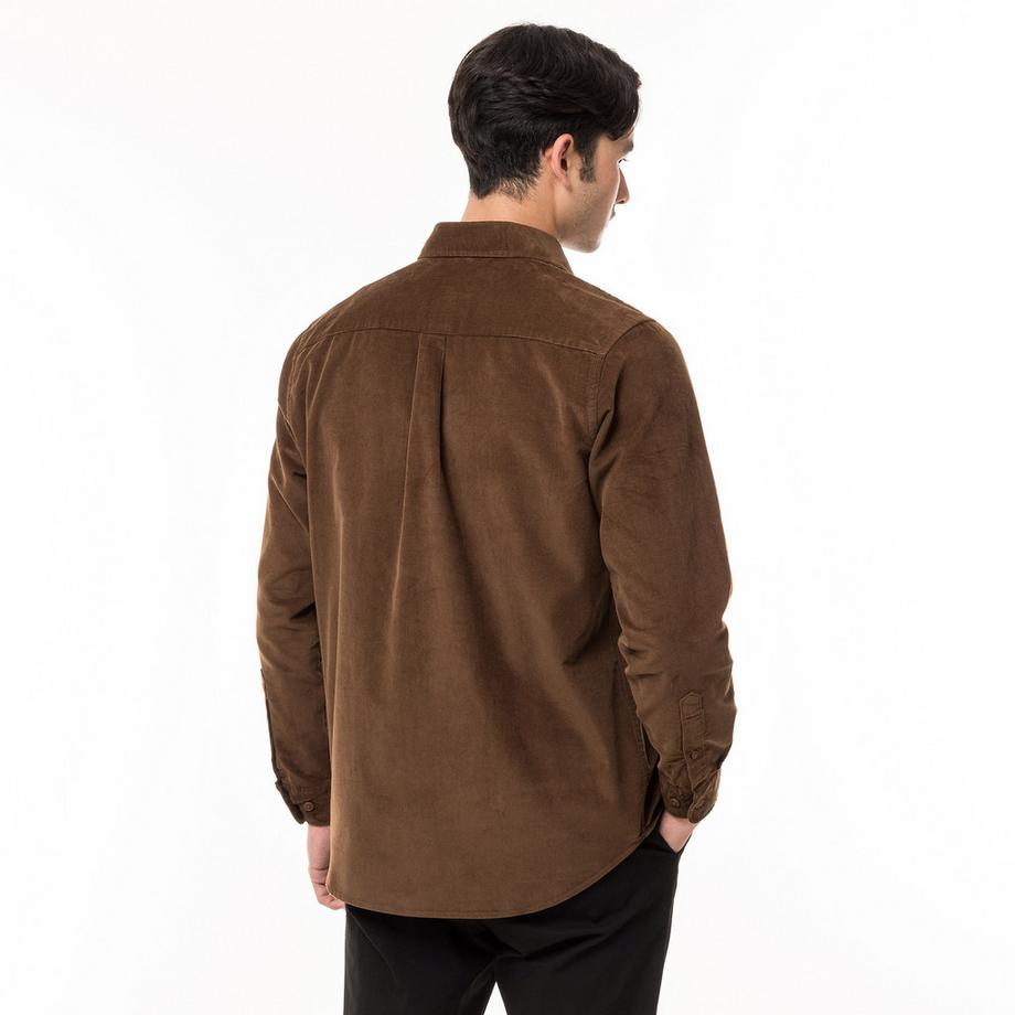Manor Man Camicia Classic Fit Maniche Lunghe in Velluto a Coste  