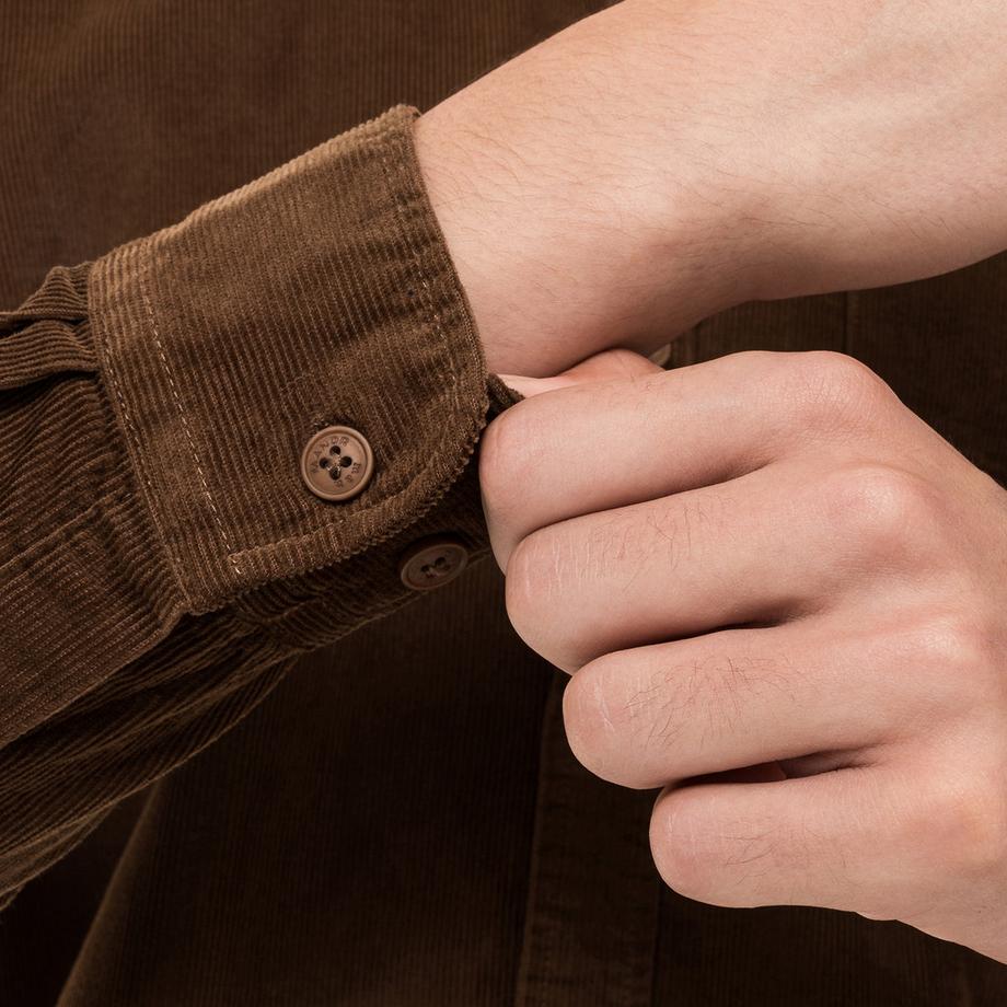 Manor Man Camicia Classic Fit Maniche Lunghe in Velluto a Coste  