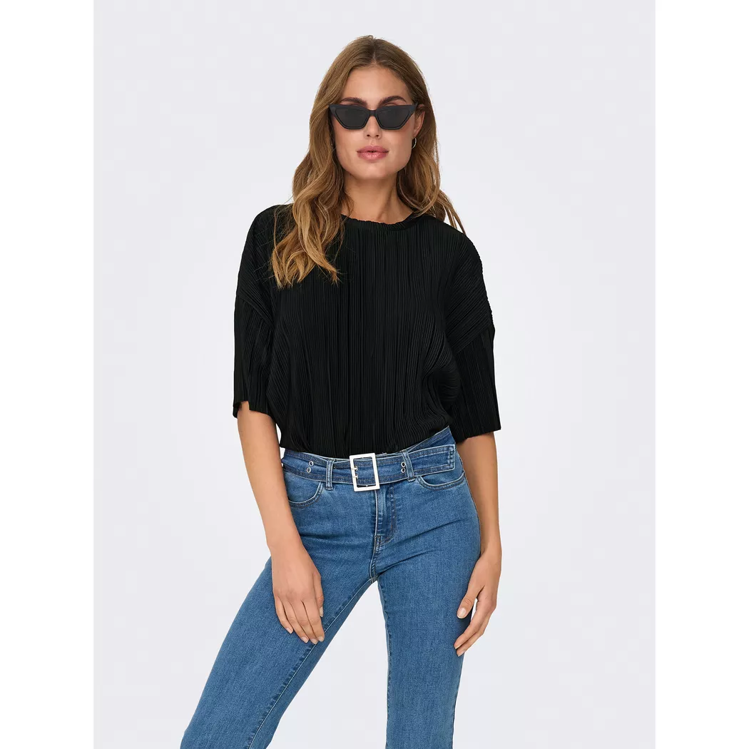 Jerseyhose ONLY "ONLEMMA – Weite Hose mit Gummizug und softer Ripp-Qualität", Damen, Gr. XS (34), N-Gr, schwarz, Jersey, Obermaterial: 65% Polyester, 30% Viskose, 5% Elasthan, unifarben, weit knöchellang, Hosen Jerseyhose, weiter Schnitt, elastischer Bund