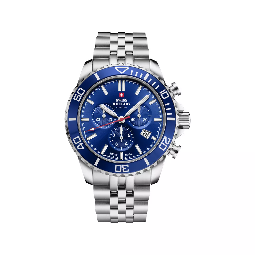 Swiss Military - Chronograph Uhr, 43mm, Silber 4